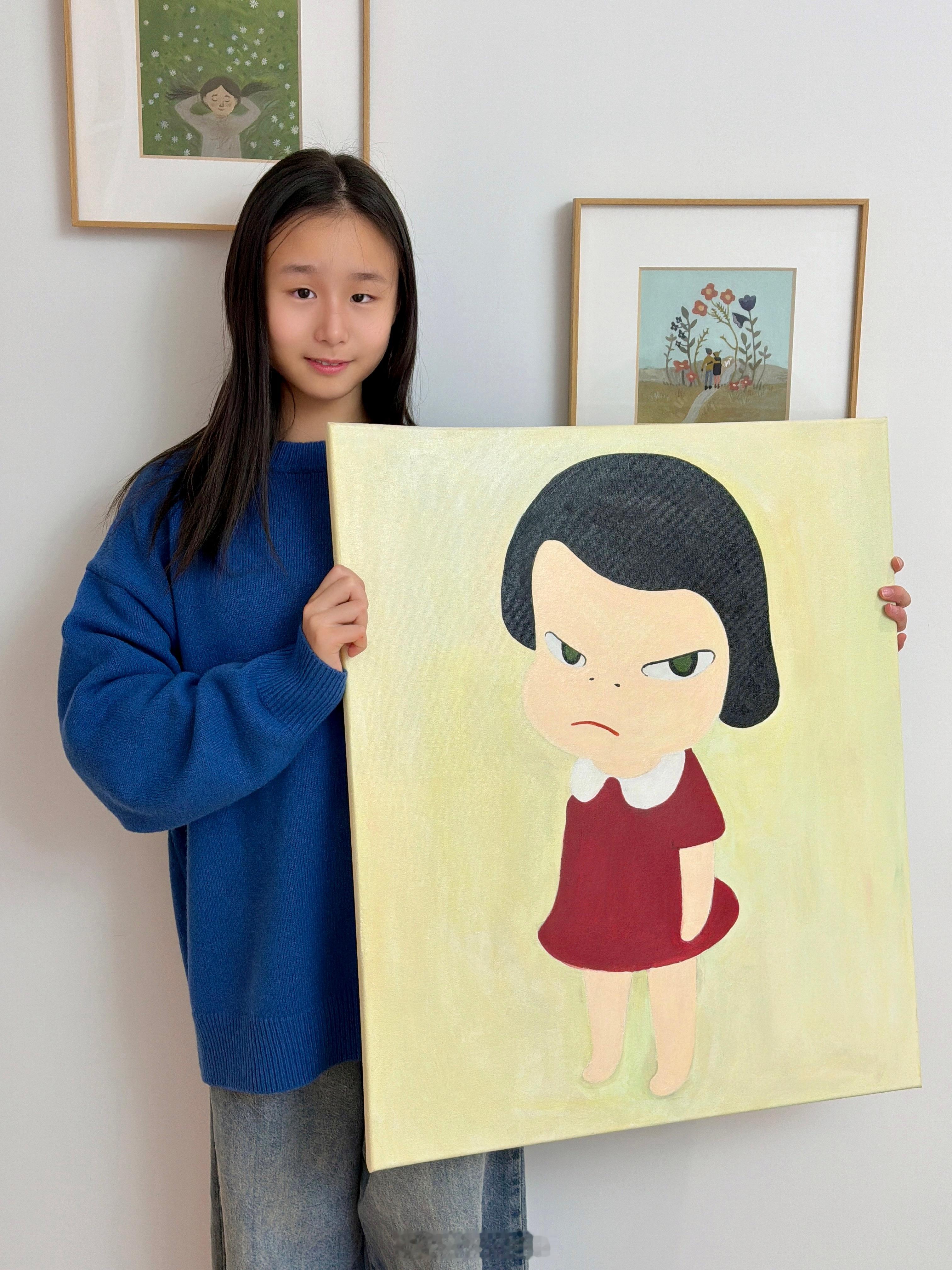 我说我喜欢奈良美智我女儿就帮我画了一幅❤️ 