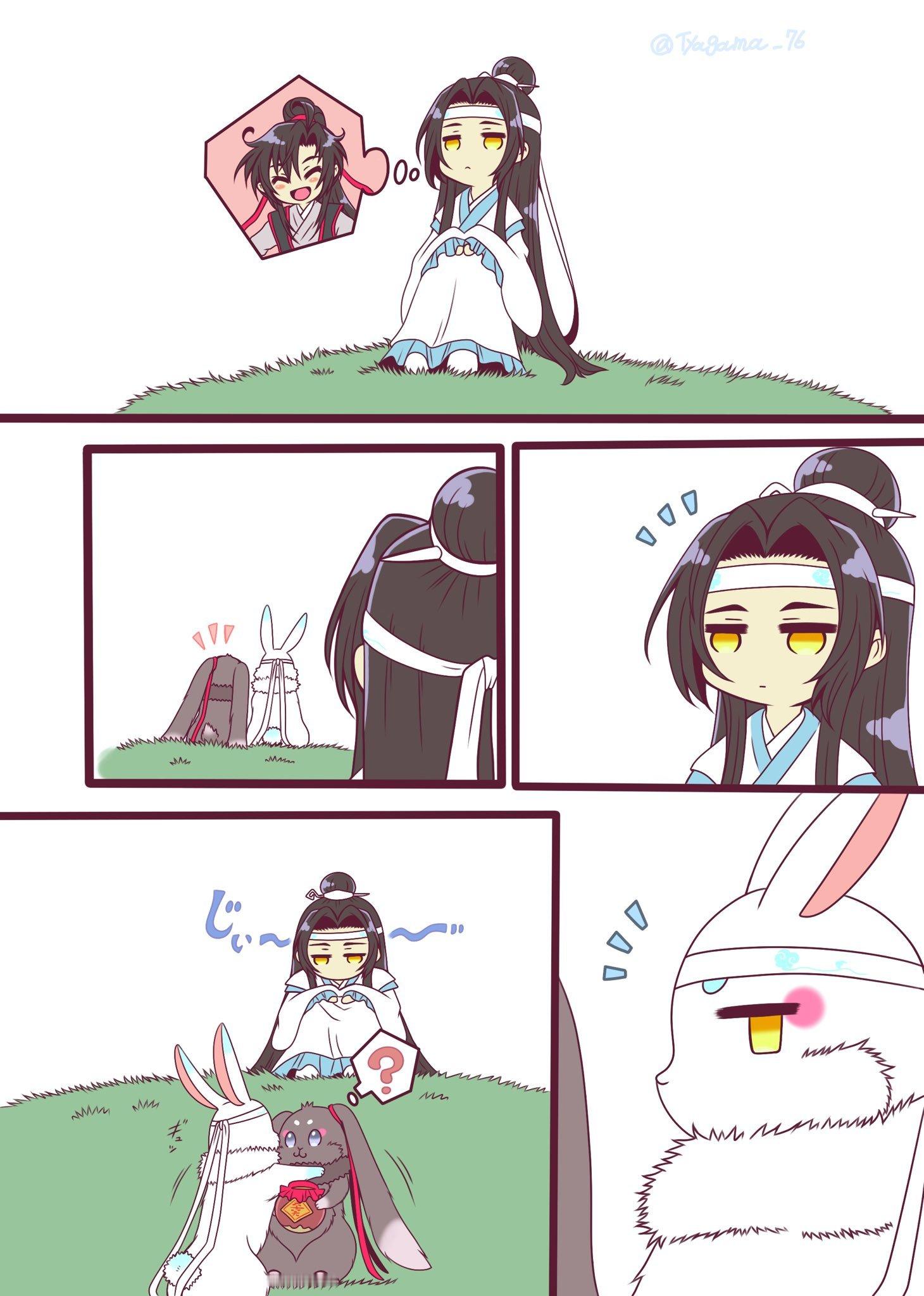 忘机：这两只兔子🐰好恩爱呀～好想羡羡啊～兔叽（抱走老婆不给看）并给了忘机一个白