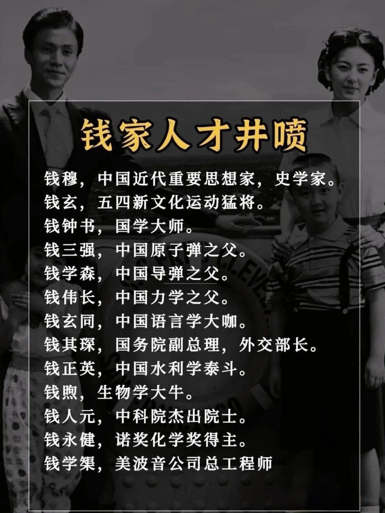 钱家人才井喷。钱家人才井喷