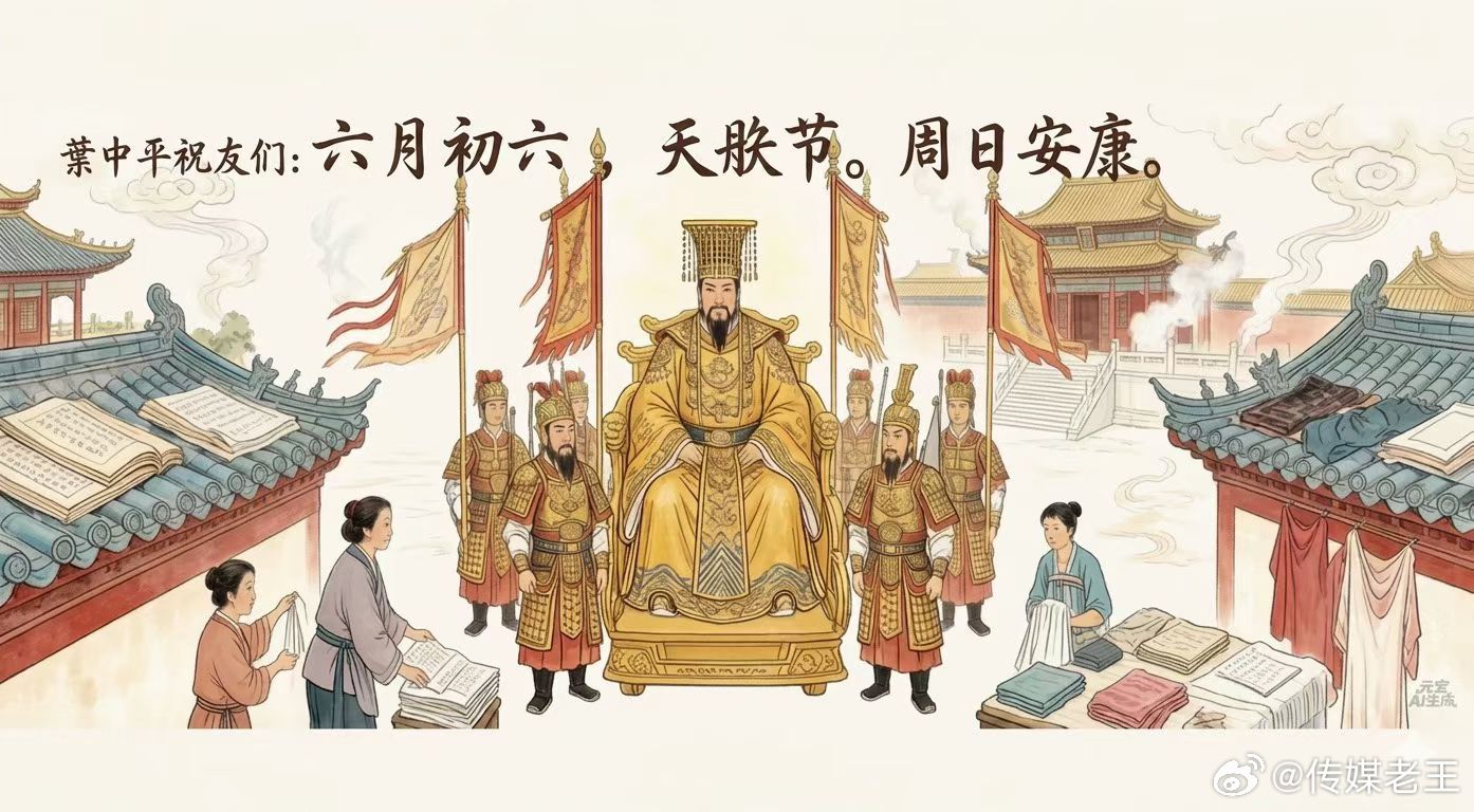 今天，是农历六月初六，是中国传统节日天贶（kuàng）节，又称“洗晒节”或“翻经