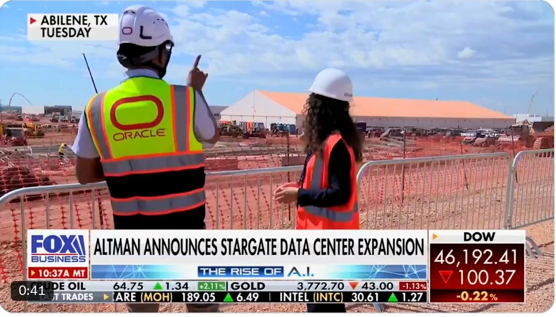 美国星际之门扩建：4000亿美元，7千兆瓦，5个新数据中心

横跨三个州的 5 