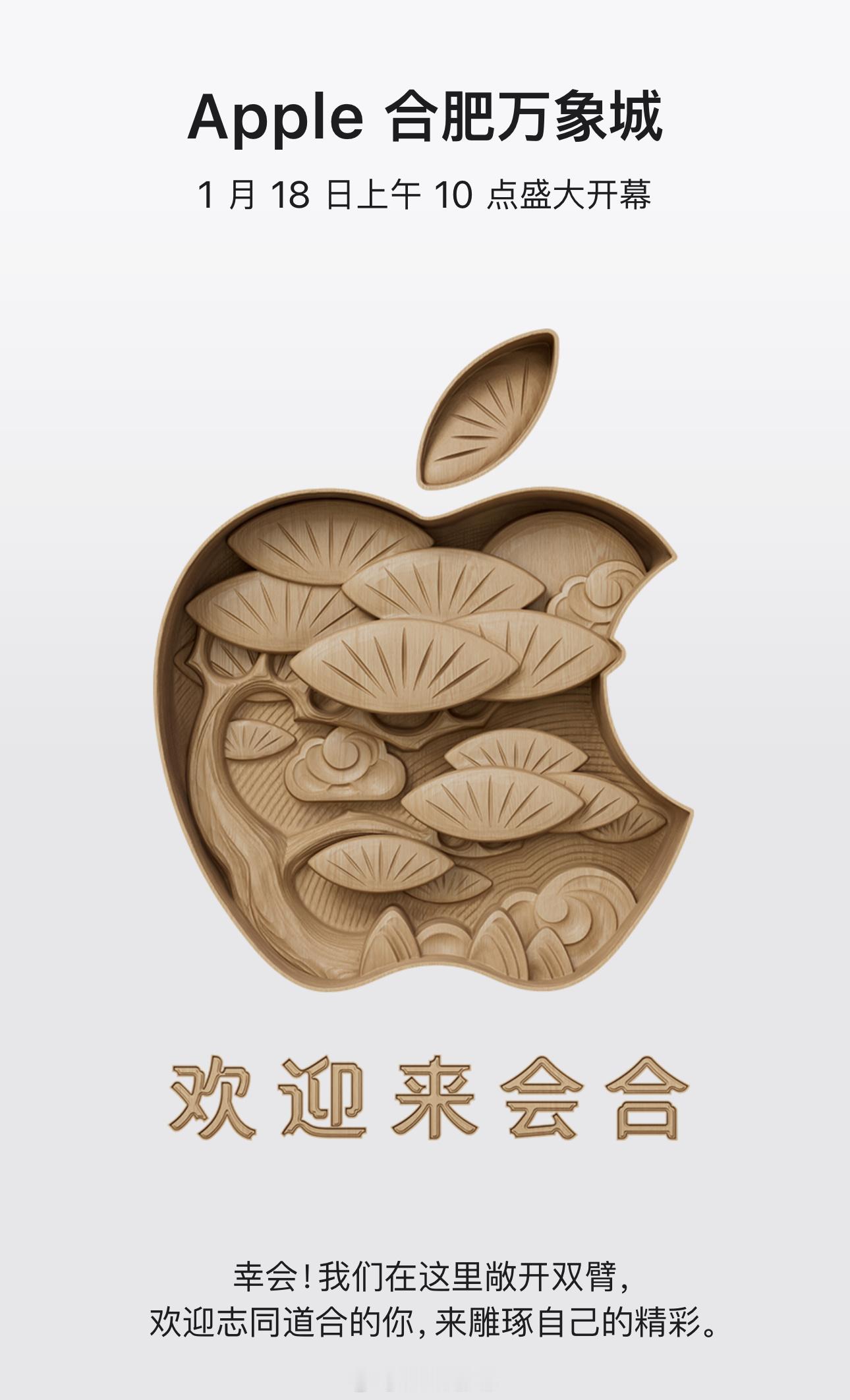 安徽首家 Apple Store 将于 1 月 18 日 10 点开幕，位置在合