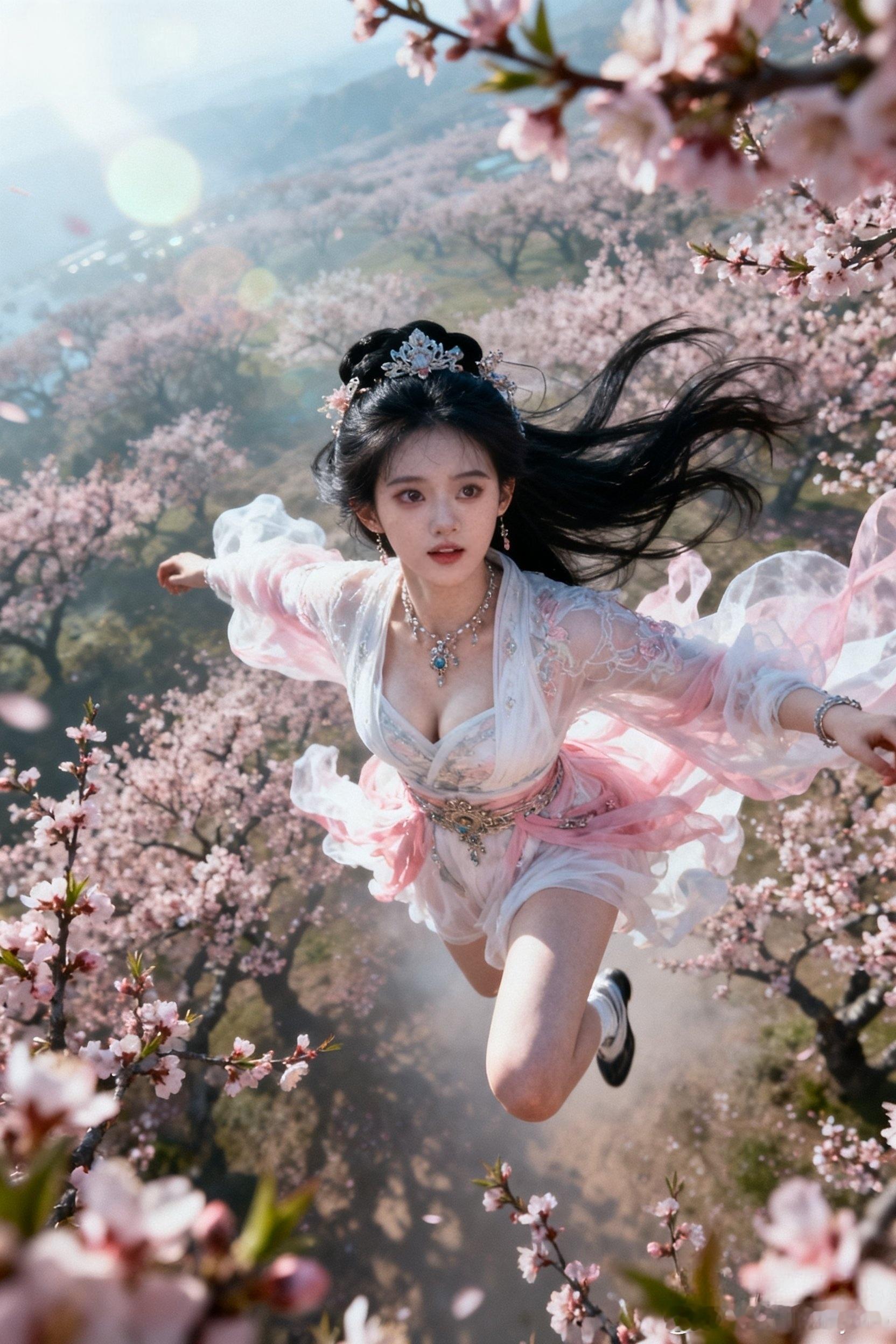 粉粉的桃花，穿在身上，好仙气！要说AI，这才是AI，小仙女飞起来了！😇😇😇