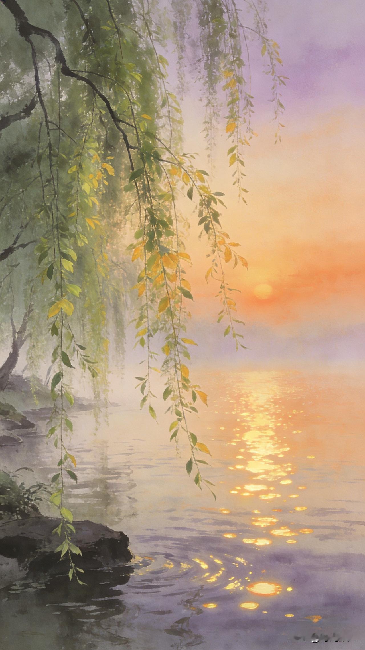 上联：晚风梳岸柳

晚风梳岸柳，风拂柳丝摇出几分中式温柔
这上联的意境藏着江南暮