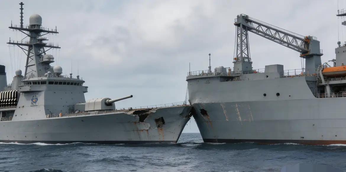 两艘美国海军舰船相撞致2伤 两艘美国海军舰船在加勒比海搞补给作业时居然撞上了，这