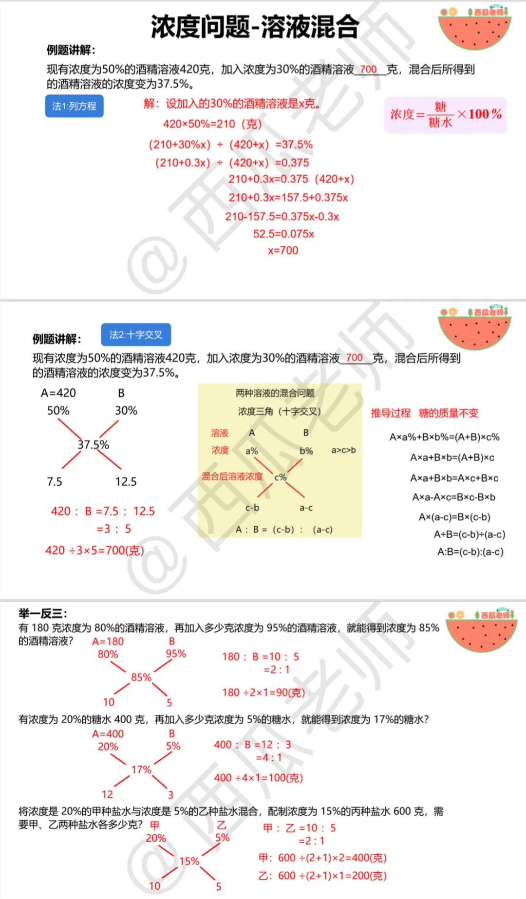 【六上每日一题】浓度问题-混合、稀释、加浓