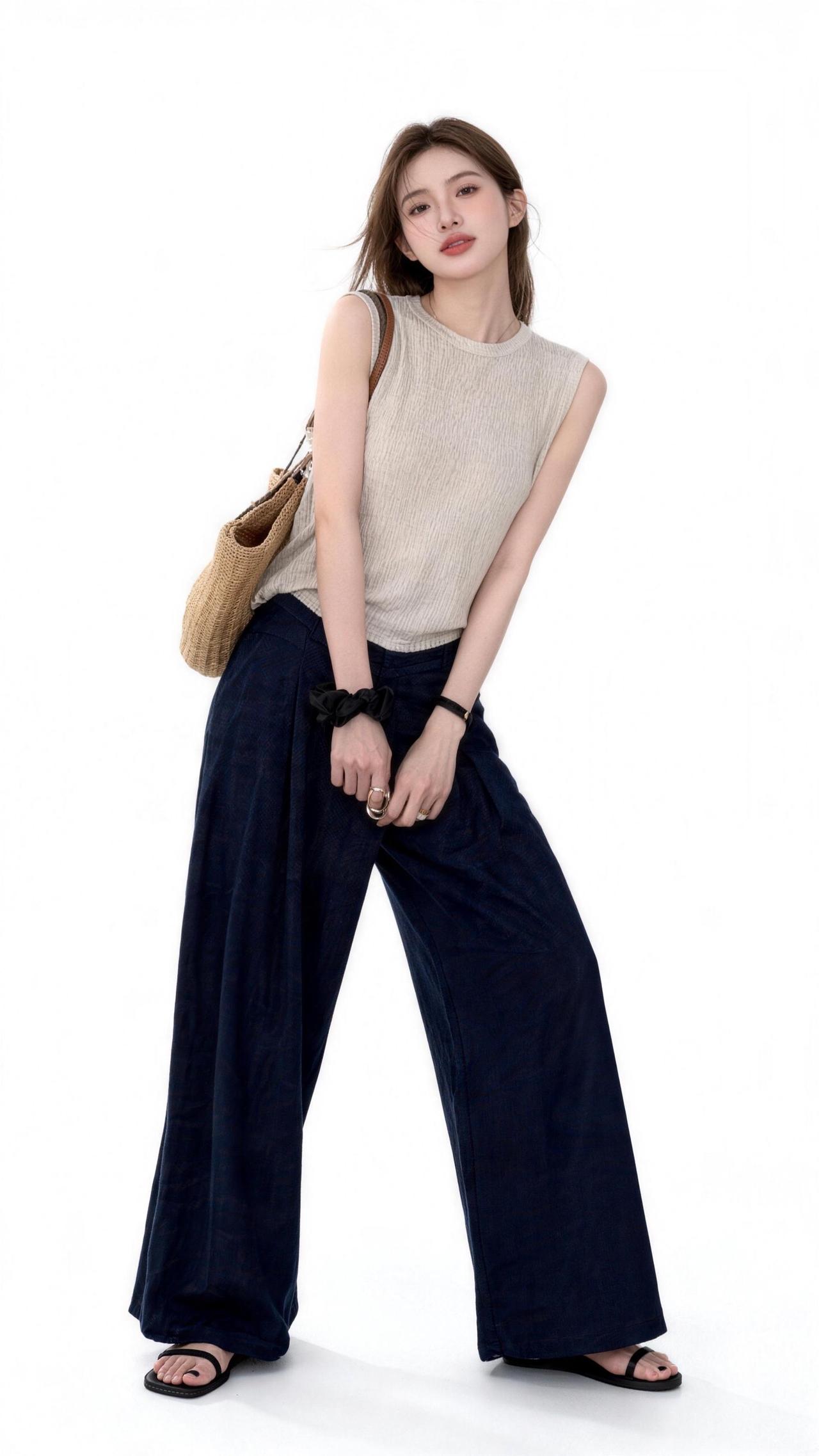 针织背心牛仔裤穿搭 背心阔腿裤穿搭 分享阔腿裤穿搭 令人心动的松弛感穿搭 同款显