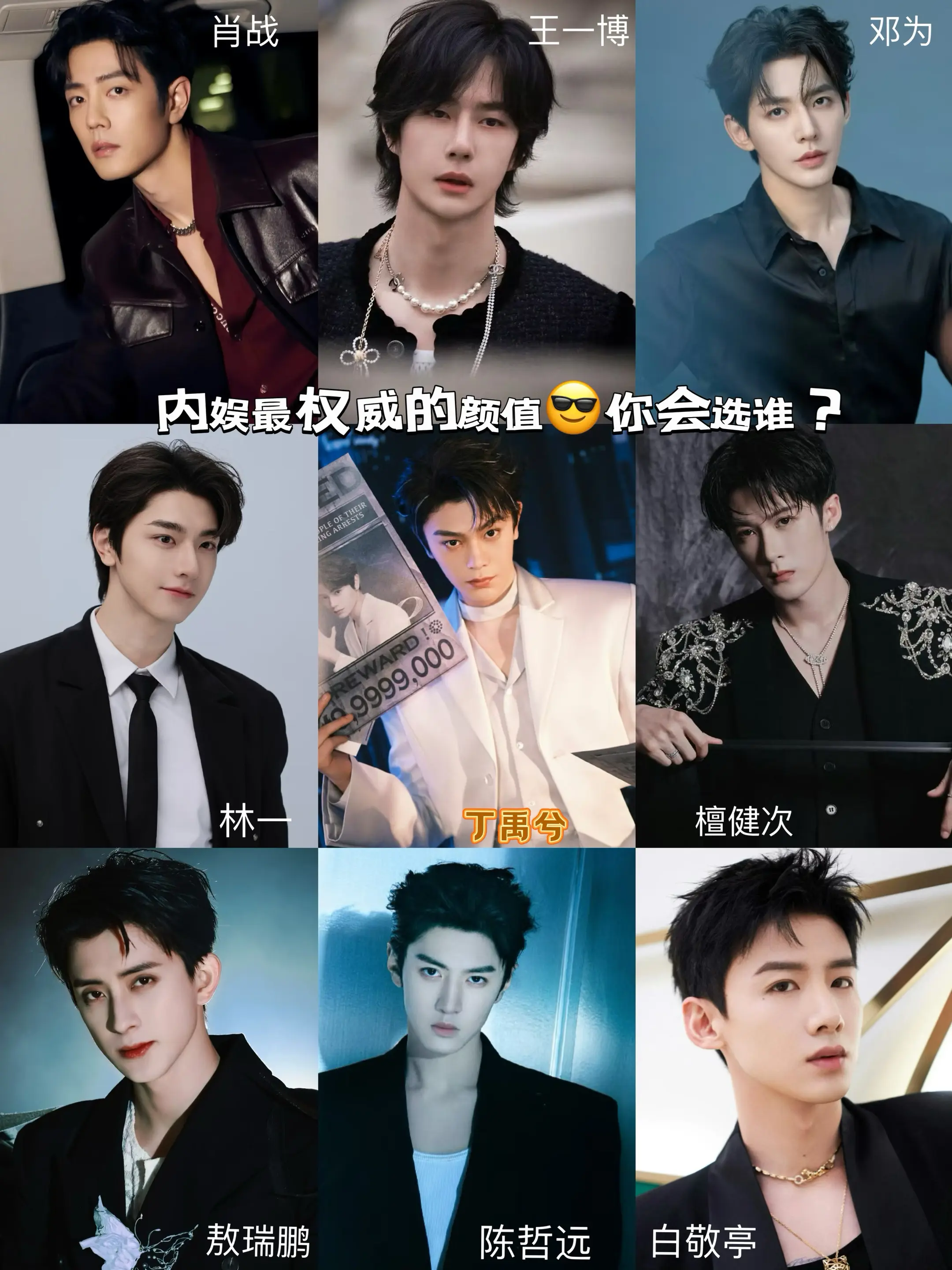 内娱最权威的颜值 你会选哪位男星。