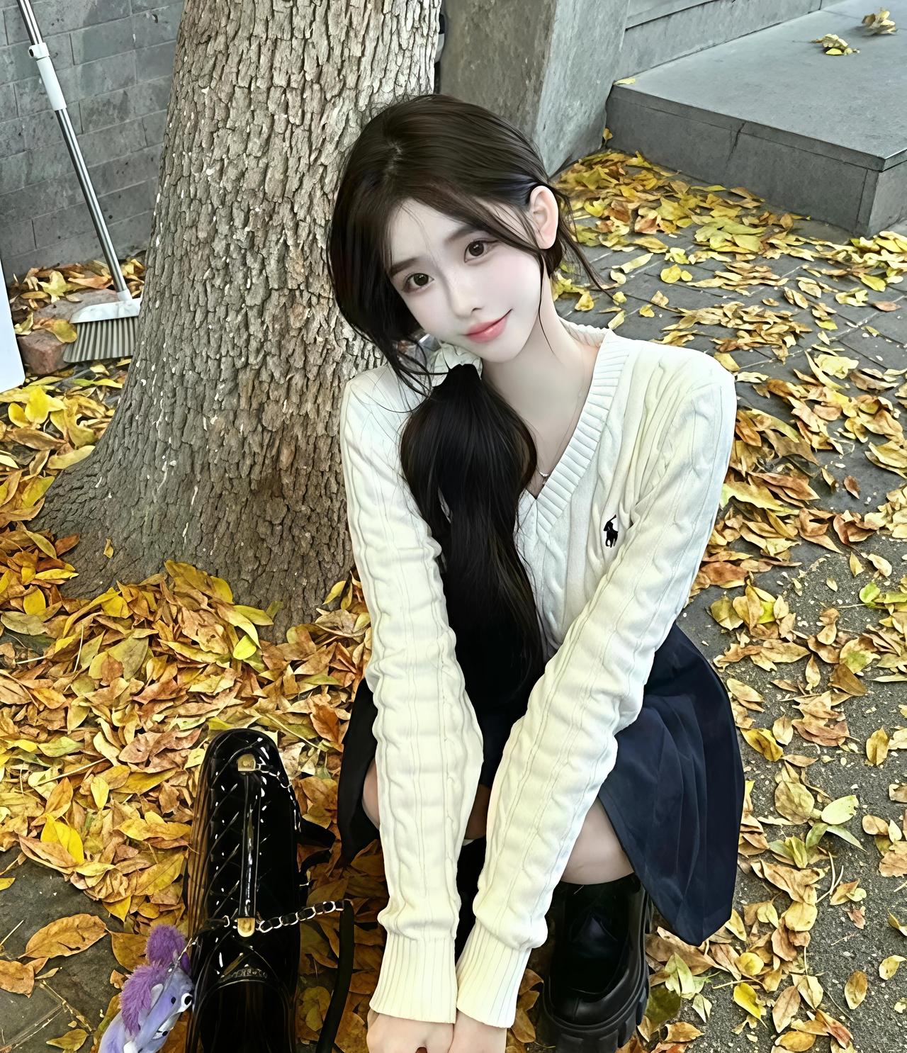 秋日暖阳下，少女与落叶的甜美邂逅
秋日落叶季 秋日少女照 落叶氛围照片