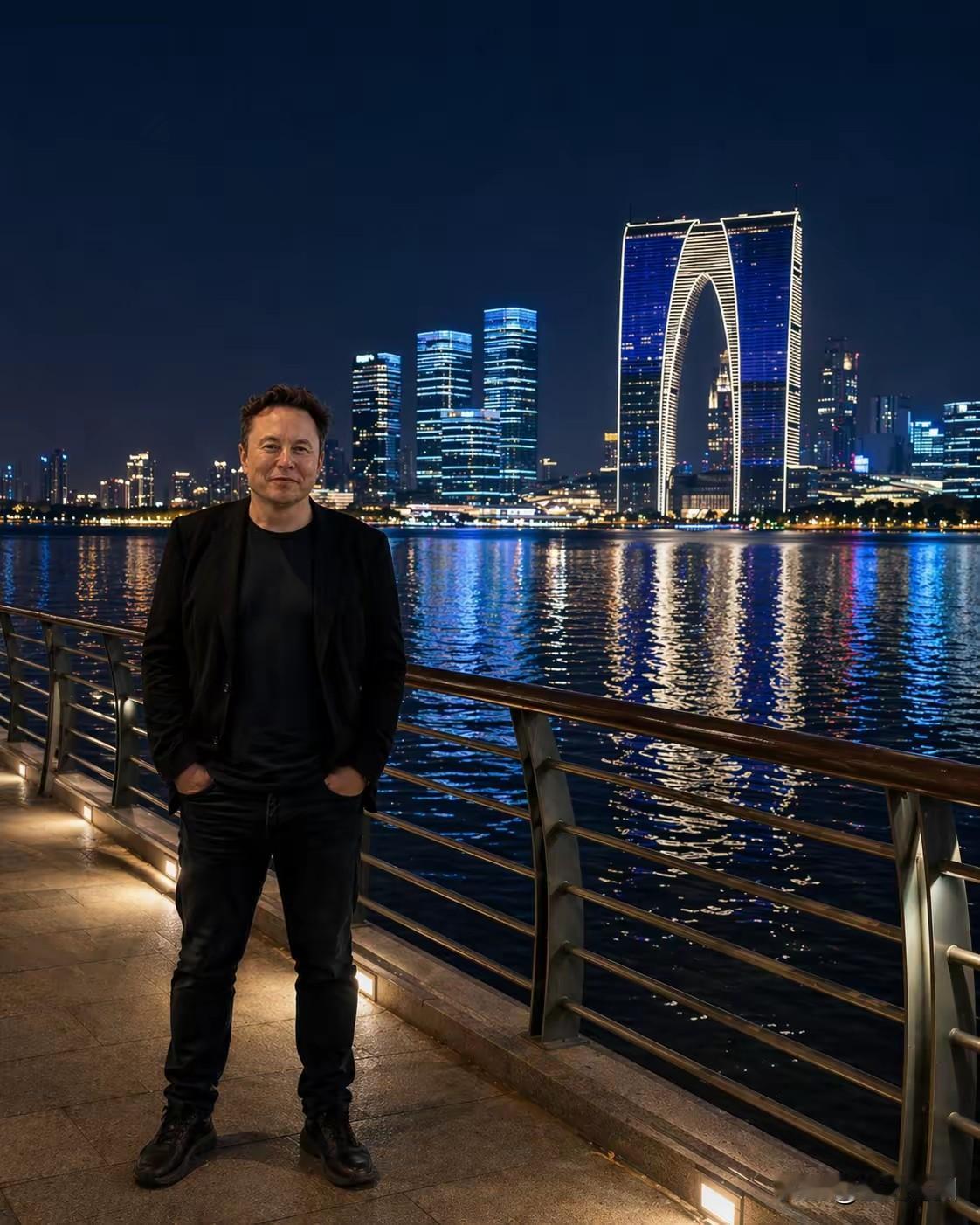 这应该是AI换头了吧？如果马斯克他能独自去金鸡湖，还晚上一个人，还给路人拍照，估