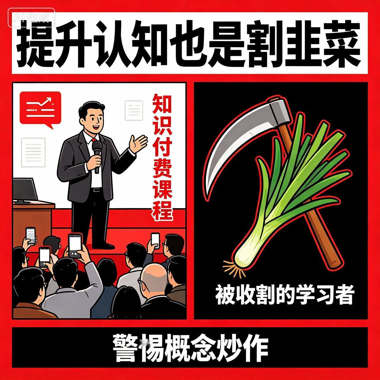 我个人认为“提升认知”，可能就是一些人制造的焦虑，从而开始割韭菜！我就是韭菜一个