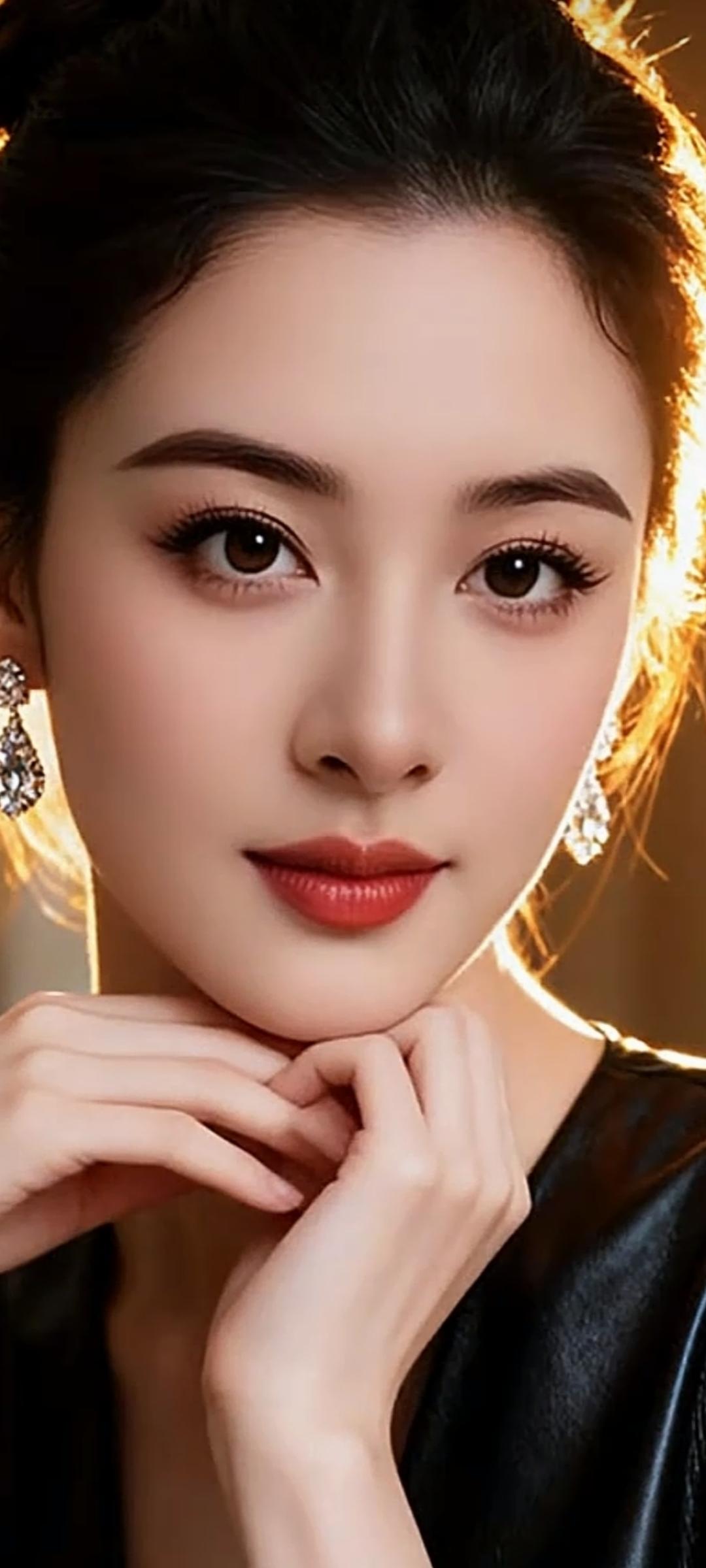 优雅红唇，闪耀耳环，气质满分！💄✨