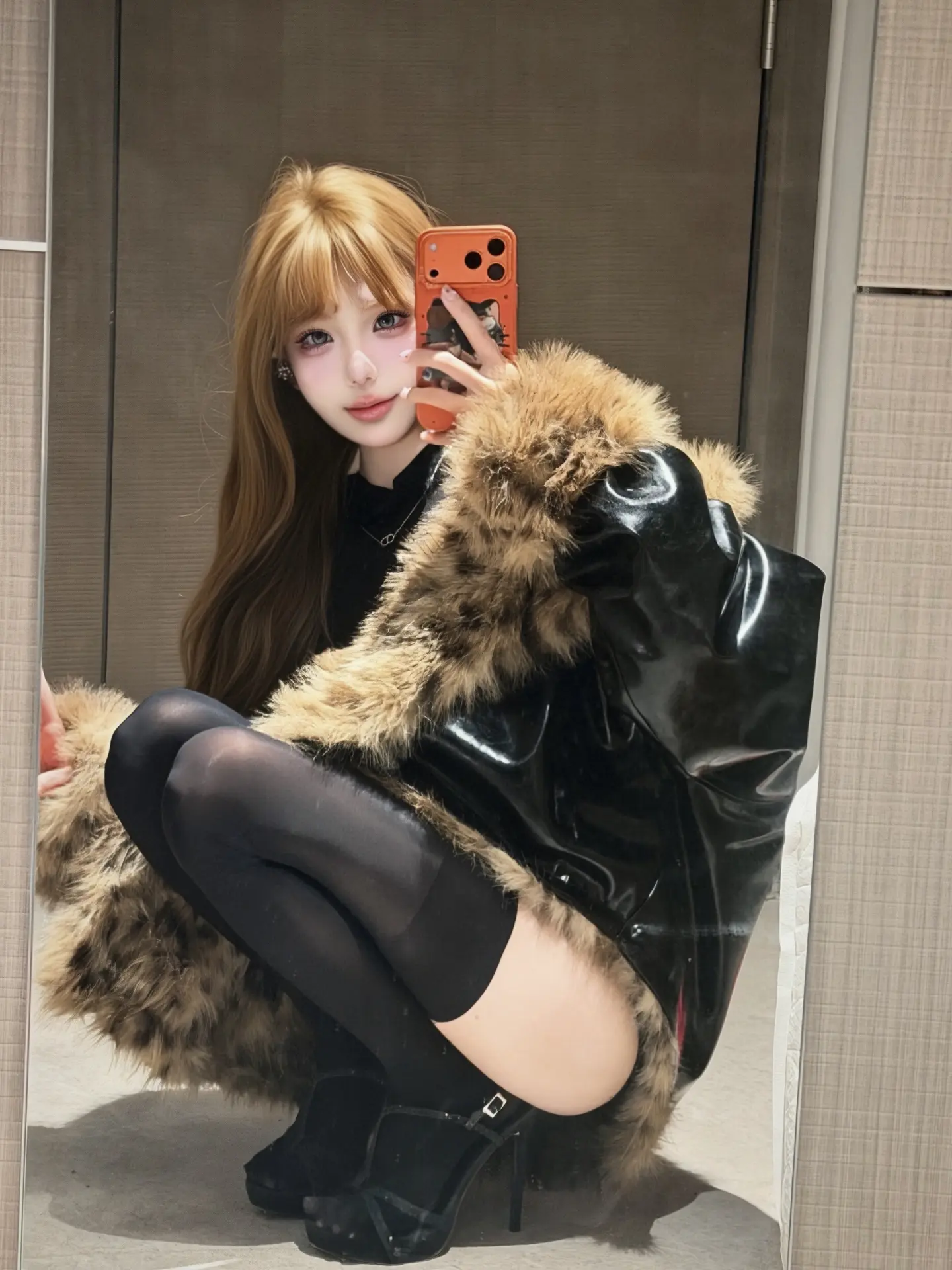 毛绒 ootd 御姐风细跟高跟鞋太绝了