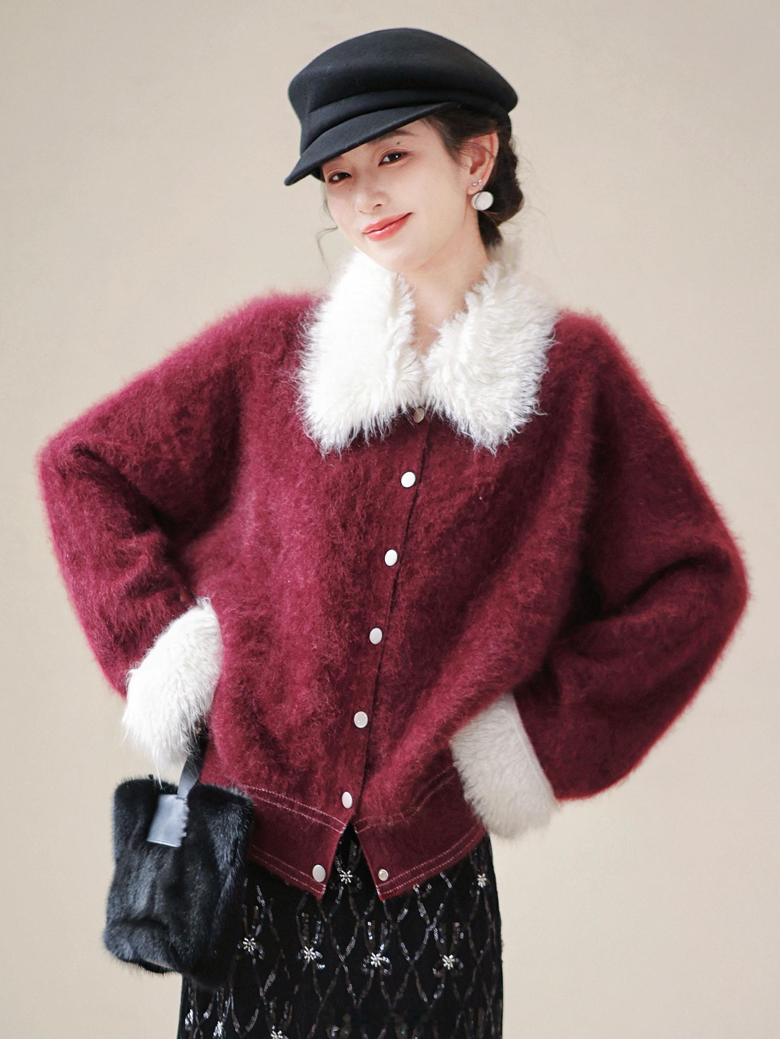 跨年夜本粒就要穿这件！100山羊绒+双面拉绒工艺 堪比“小皮草”的质感巨暖巨好r