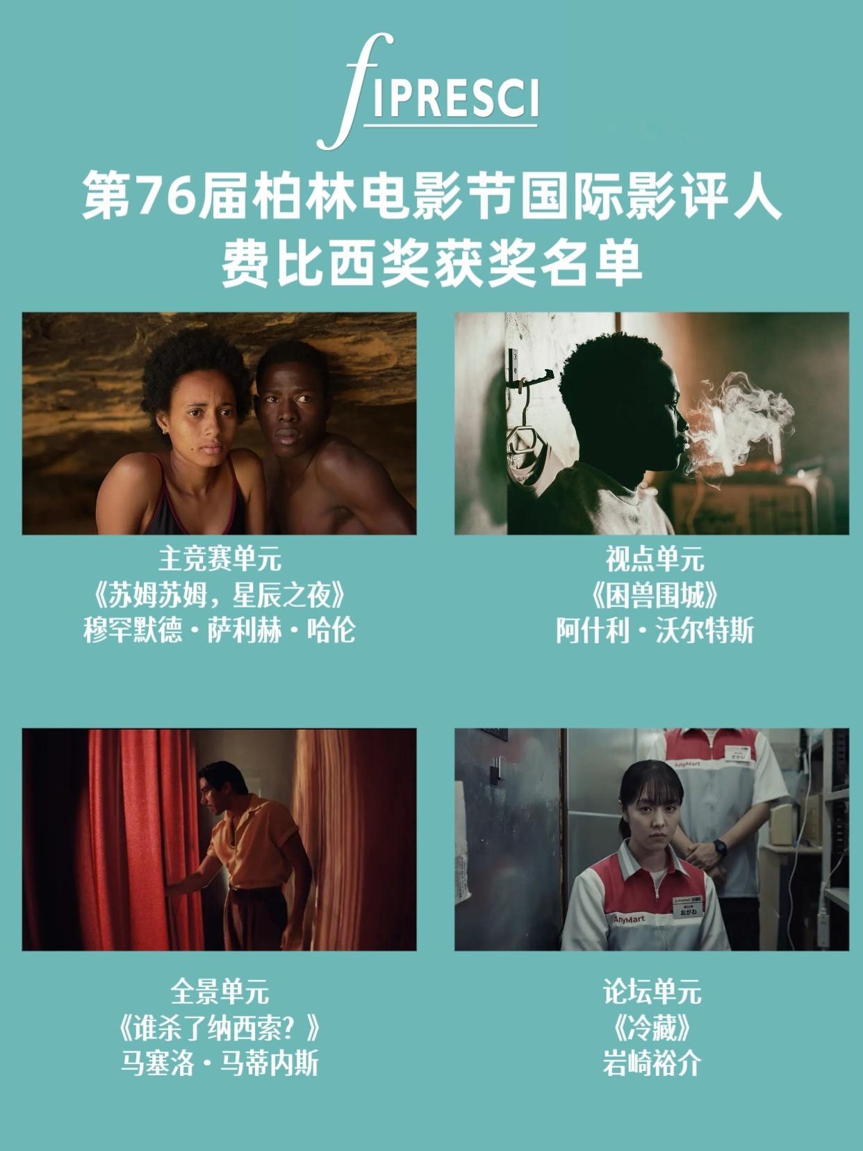 第76届柏林电影节国际影评人费比西奖公布获奖名单，具体获奖名单如下↓ ↓ ↓主竞