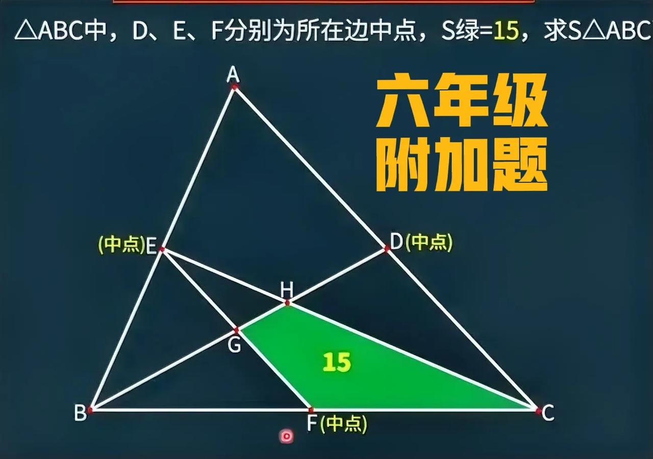 难度相当大，娃费了九牛二虎之力、用了近半个小时才做出来！勿使用三角形中位线定理等