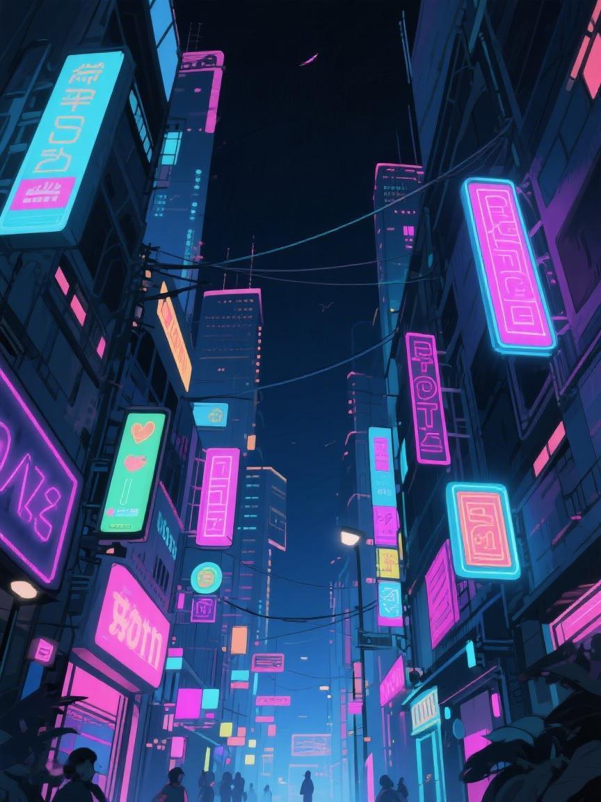 AI妙生图霓虹点亮的夜巷，似是梦境迷宫。在这纷繁光影里，寻那独特的自我轨迹✨