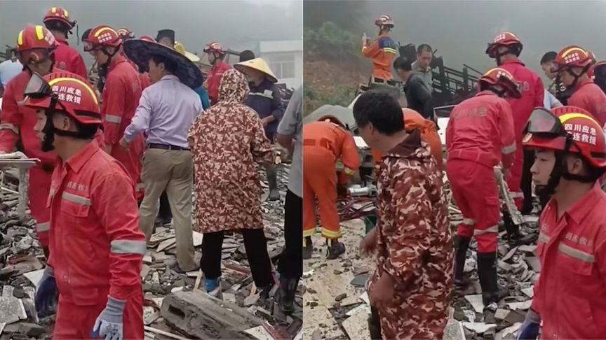 【宜宾一村屋垮塌满地砖石 当地：两人抢救无效死亡，原因正在调查】8月6日，四川宜