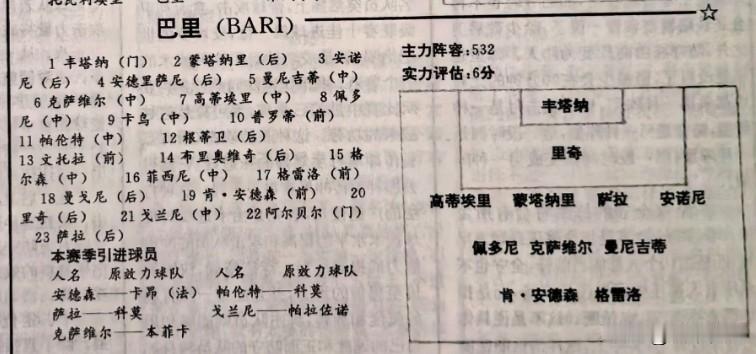 意甲劲旅但凡强队都是防守水平高，防守差的球队纵有好前锋叶白搭。巴里对曾经就是这个