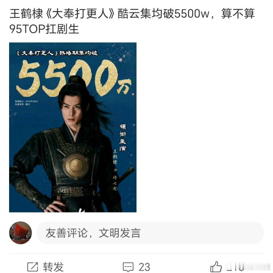 王鹤棣今天双喜临门1.喜升全球品牌代言人2.王鹤棣《大奉打更人》均集破5500万