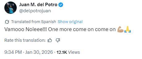 大师兄德尔波特罗为挚友小德加油！