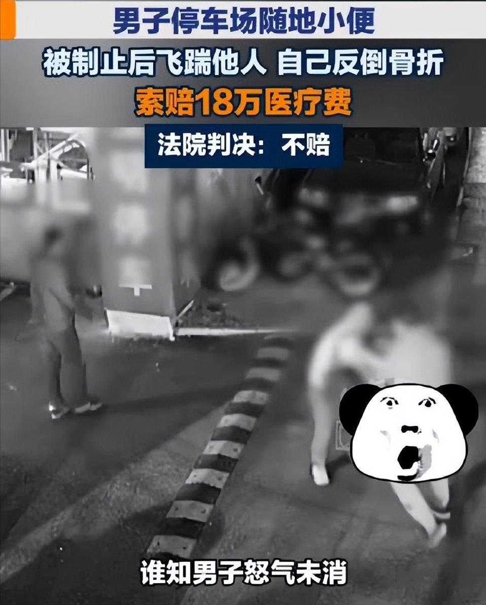 男子街头随地小便遭劝阻，当场飞踹对方，结果一脚踩空摔成粉碎性骨折，事后竟起诉索赔