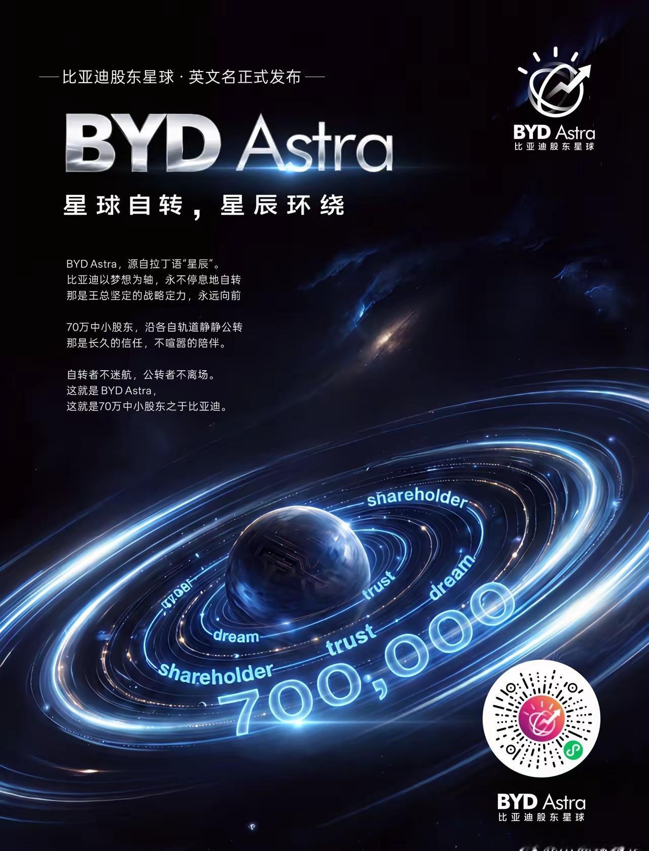 比亚迪70万股民，终于有了自己的名字！BYD Astra，这波格局拉满✨
 
比