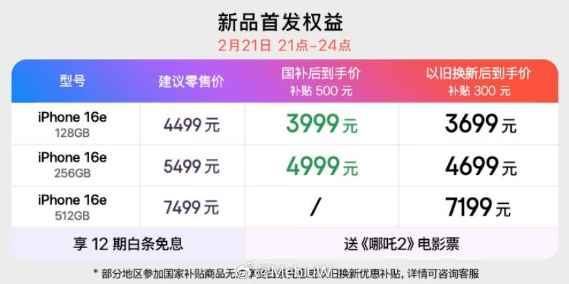 京东最终给iPhone 16e的价格是128GB 3699，应该过段时间还能降下