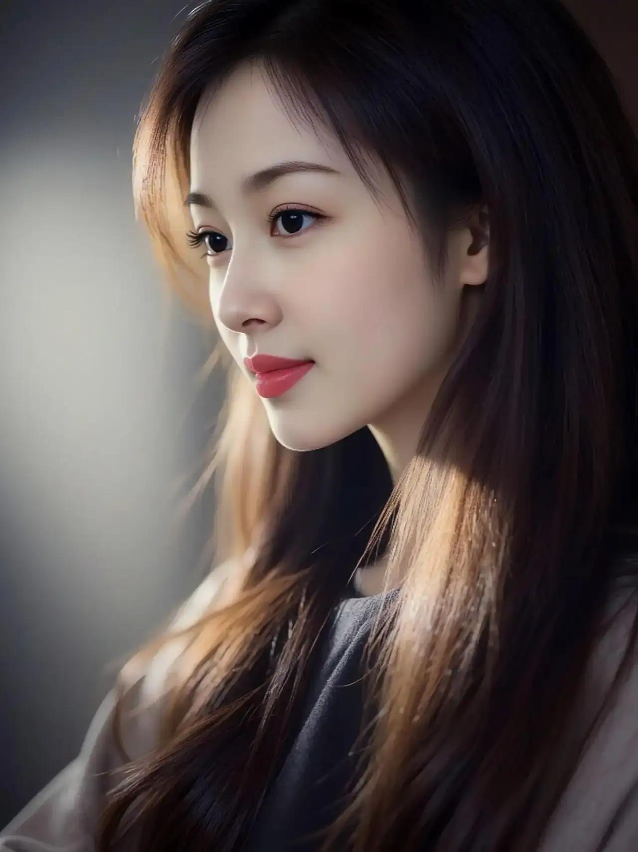 温柔的光影下，少女静谧的侧颜，宛如一幅动人的画卷。