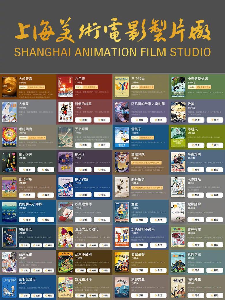 #国漫点评团# 整理了1955年-2000年上海美术制片厂经典动画片，你看过几部