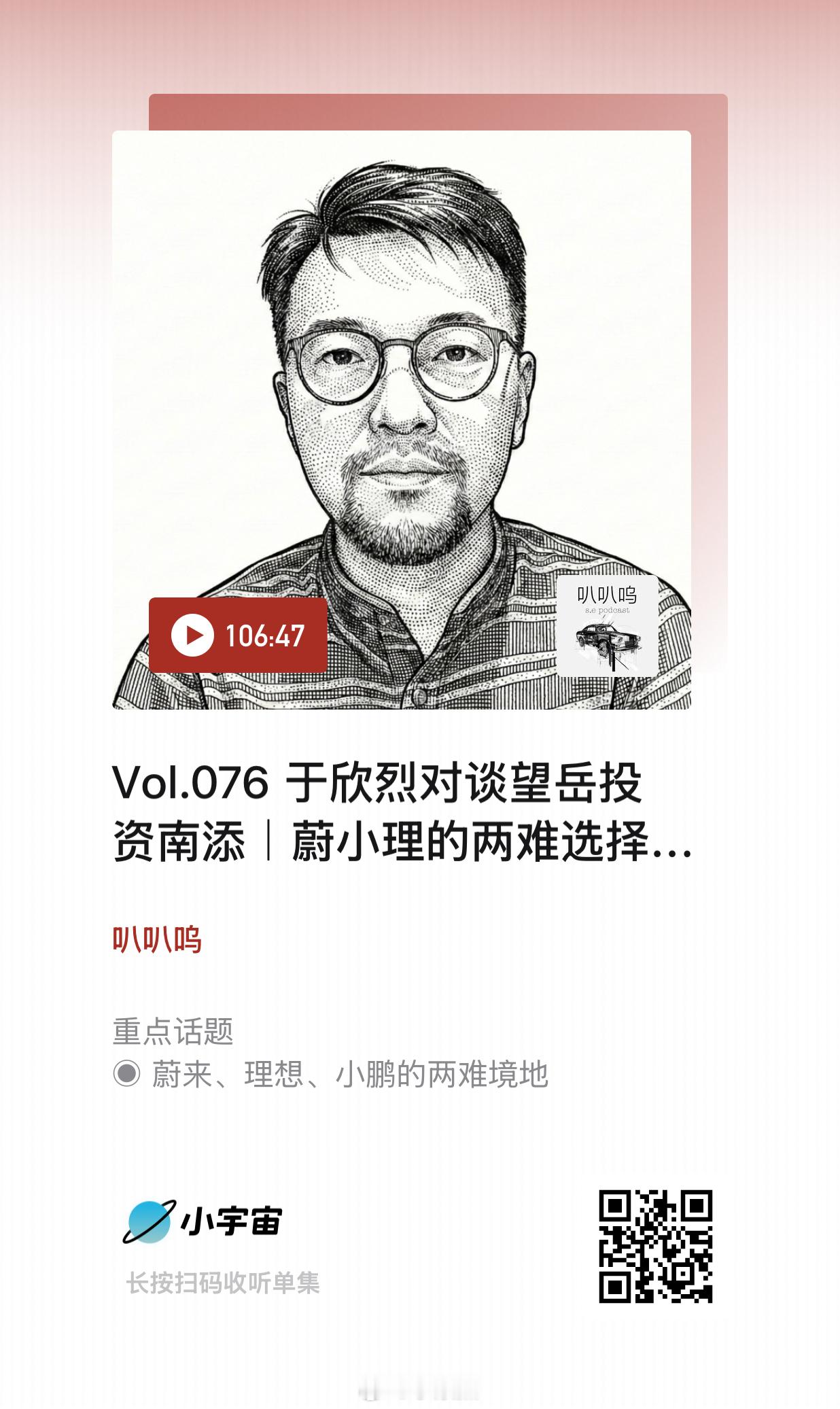 叭叭呜播客 Vol.076 于欣烈对谈望岳投资南添｜蔚小理的两难选择：扮作猛虎，