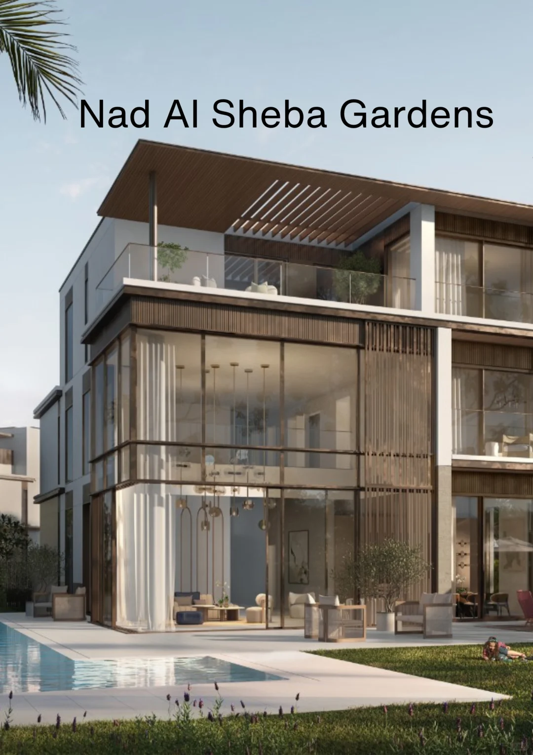 迪拜Nad Al Sheba Gardens 别墅，超大落地窗