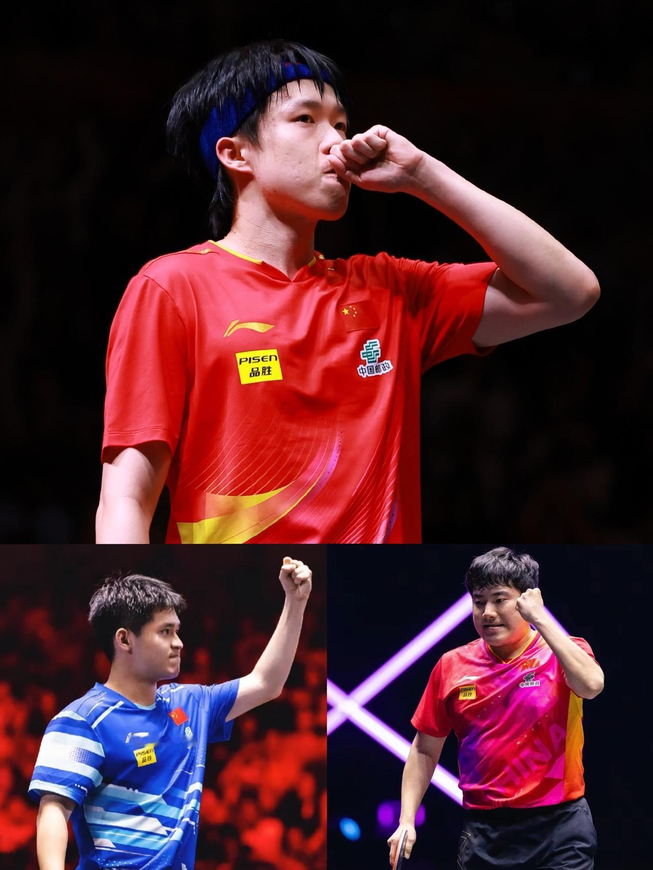 王楚钦伤病，左腿贴满了肌贴。

梁靖崑旧伤复发，已停止高强度对抗训练，转为康复治