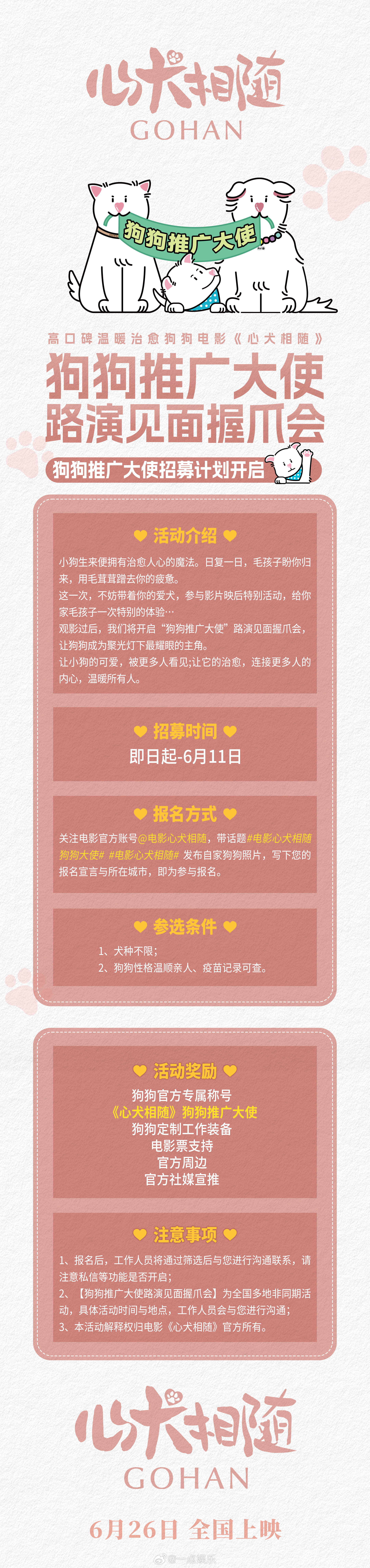姥姥的外孙团队新作心犬相随定档 银幕内看小狗米饭，银幕外也被身边的狗狗治愈～电影