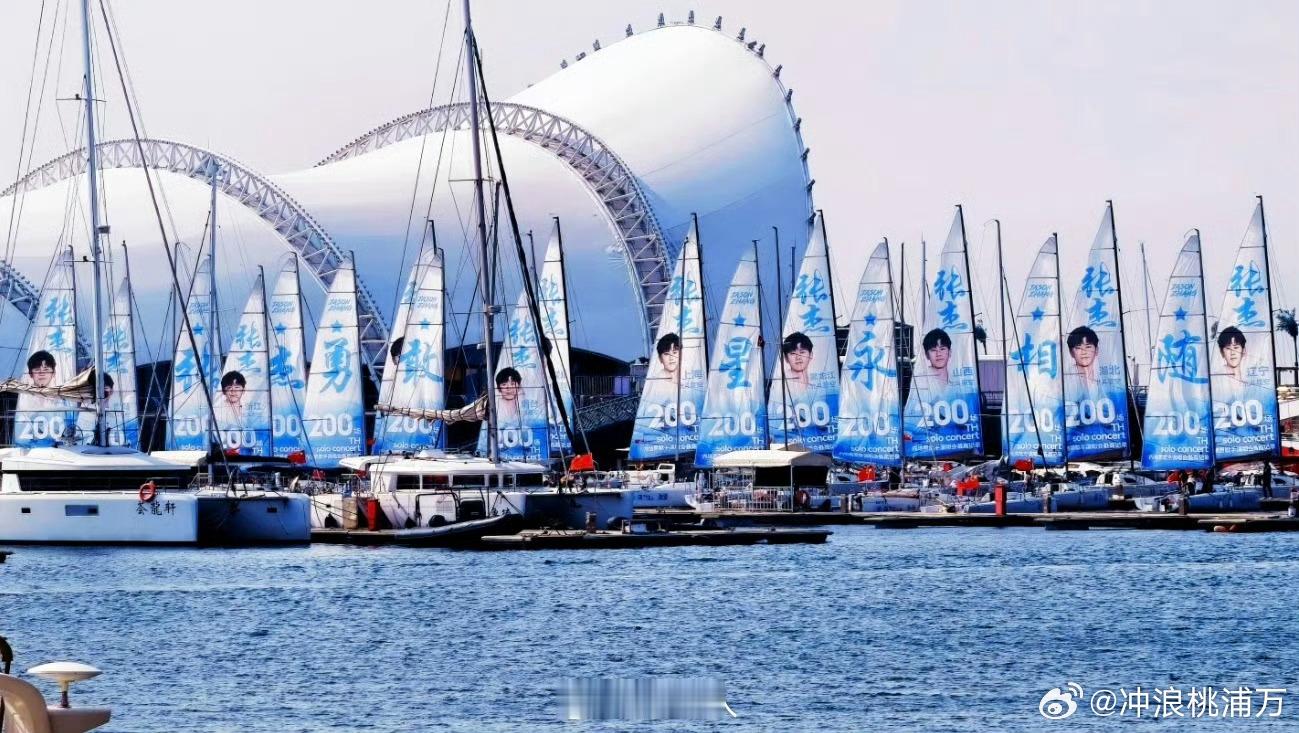 粉丝为张杰第200场包了35艘船为了张杰第200场演唱会，粉丝包下35艘船打造水