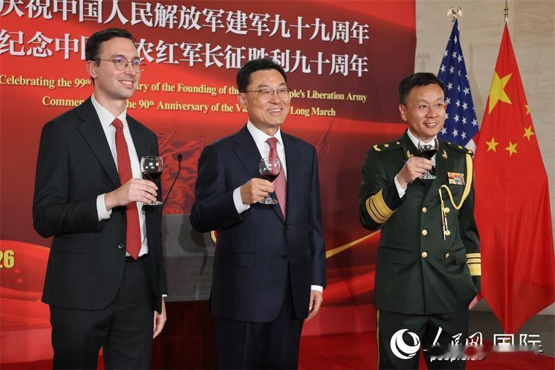 近日，中国驻美国大使馆举办解放军建军99周年招待会，美国国防部主管亚太事务副助理