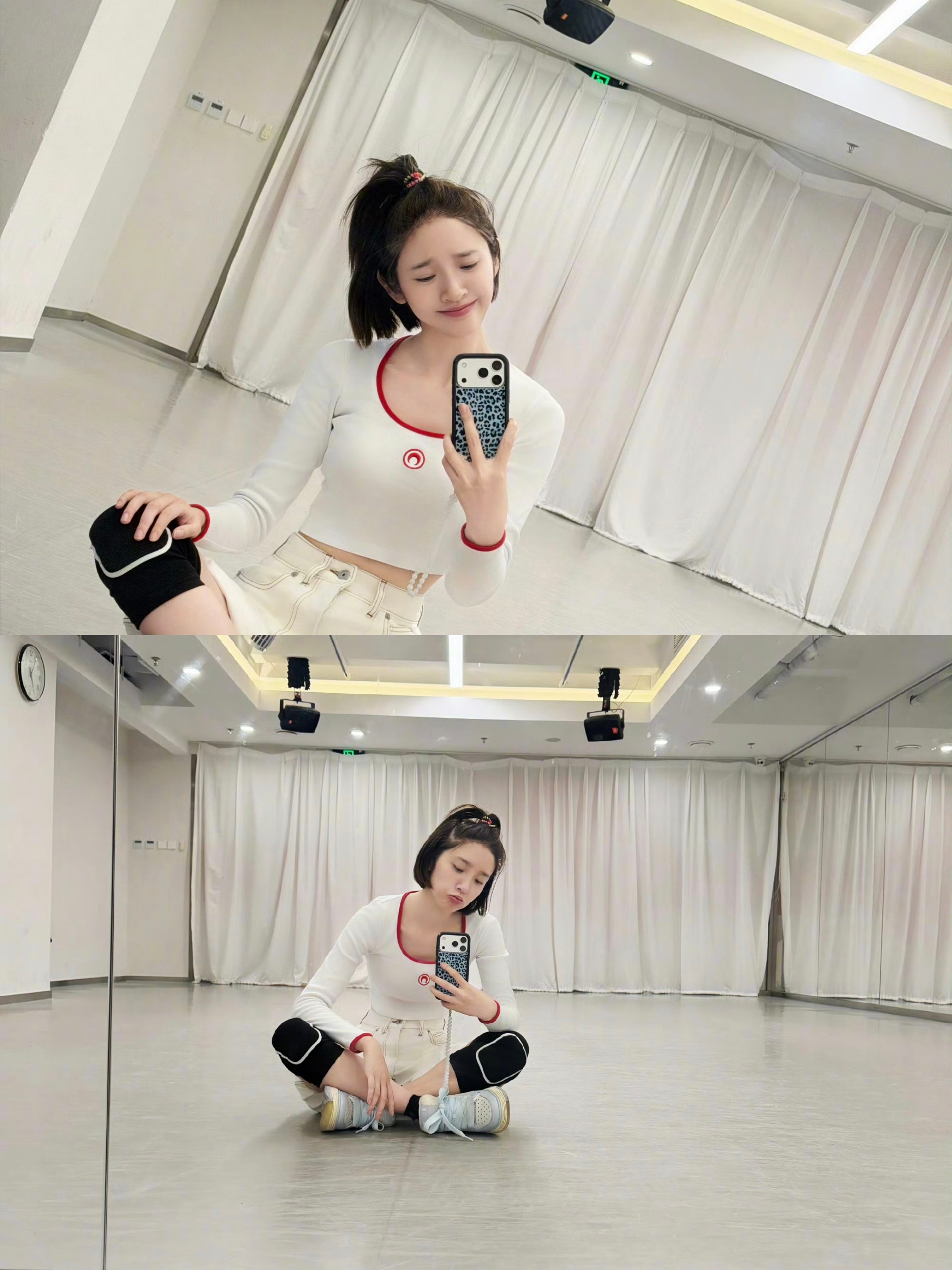 唐艺昕晒乘风训练图唐艺昕加练 唐艺昕这次二公的舞台要挑战难度很大的唱跳《bonb