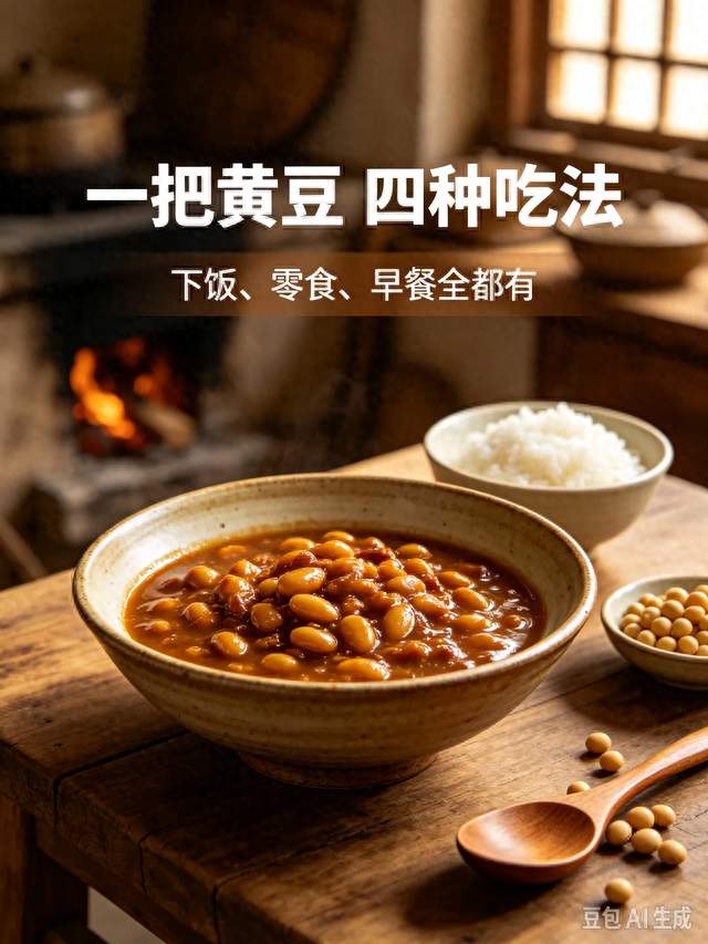 一把黄豆别只会打豆浆！4种家常做法，下饭、零食、早餐全都有