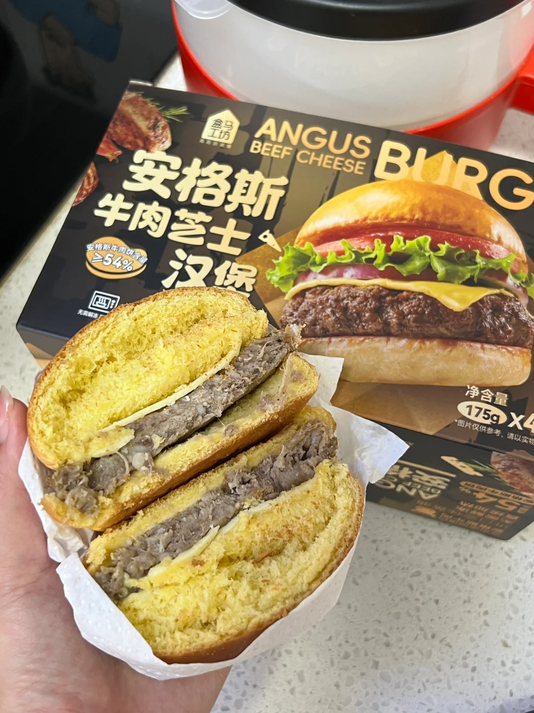 盒马新品！安格斯牛肉芝士汉堡好好吃