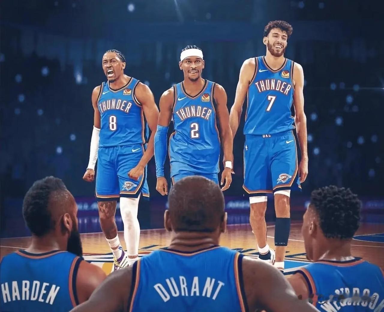 看看雷打不动的新雷霆三少，再看看雷霆三老的境遇，感慨万千。
自从确定以新三少亚历