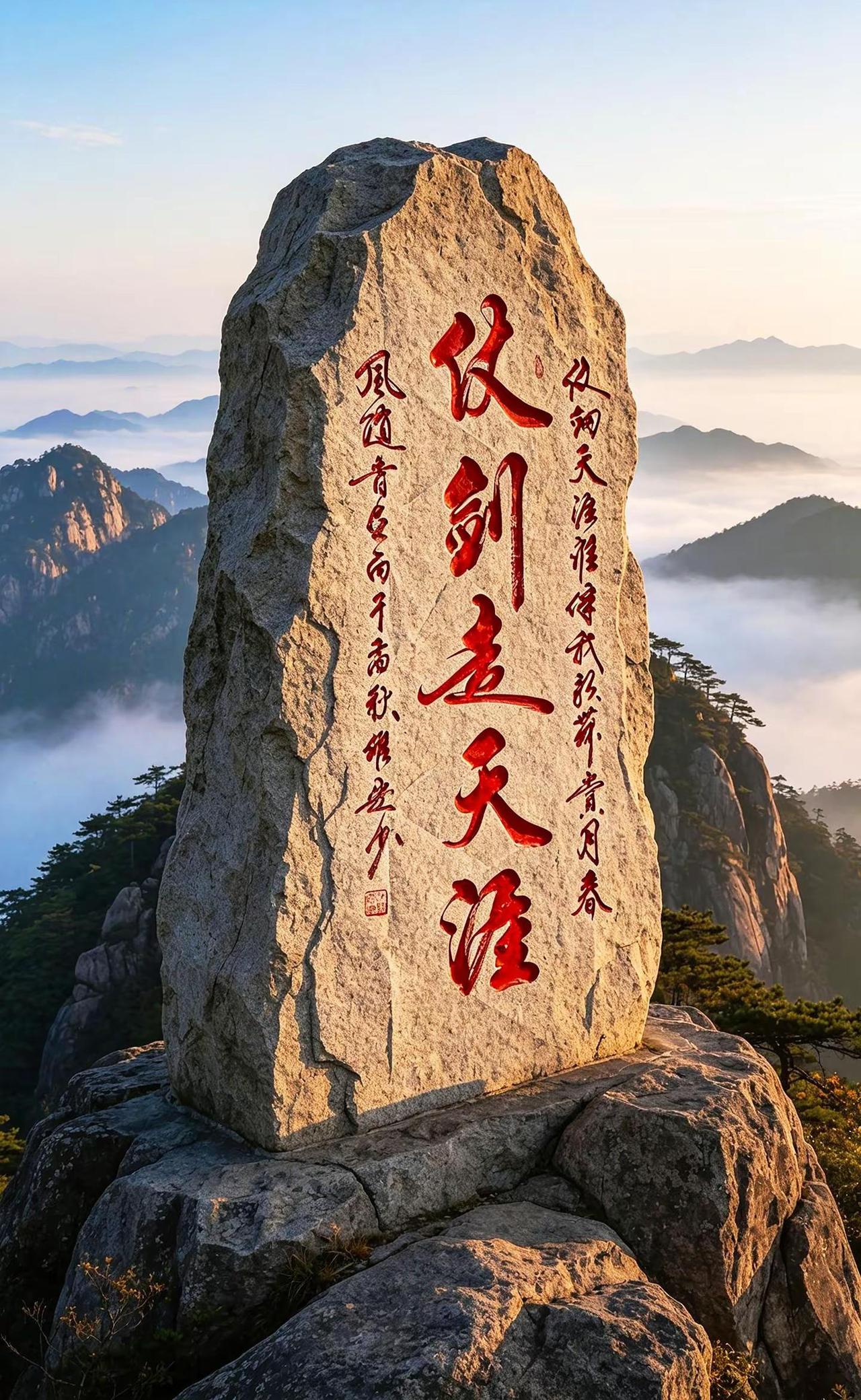 维安原创书法作品。AI石韵山景效果