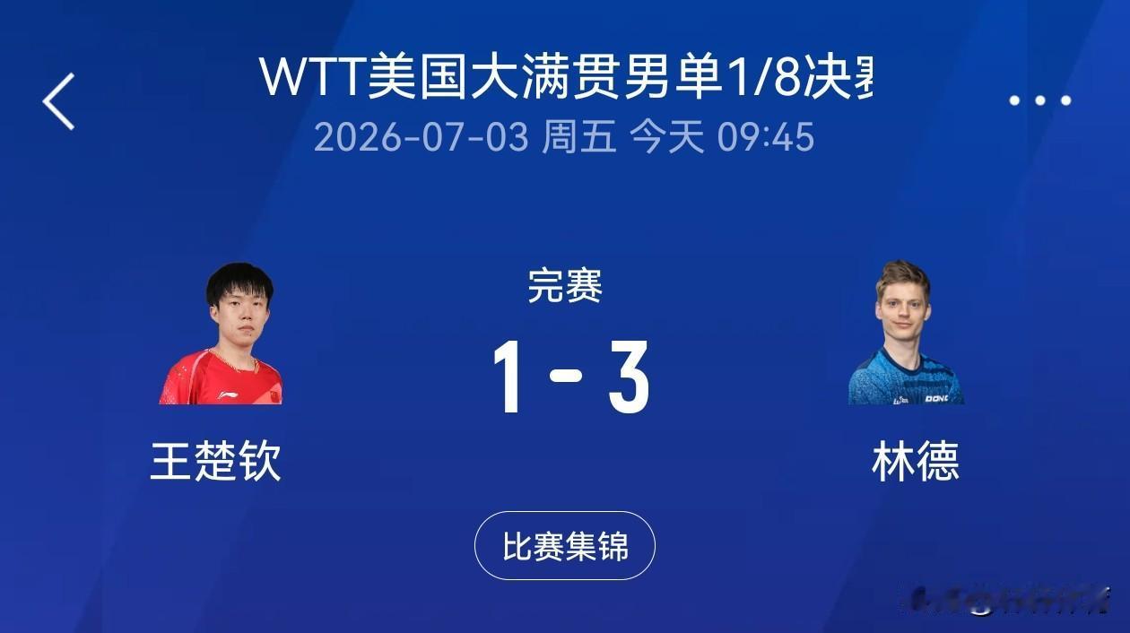就这男乒队长，怎么又止步WTT美国大满贯16强，关键对手丹麦选手林德世界排名仅有