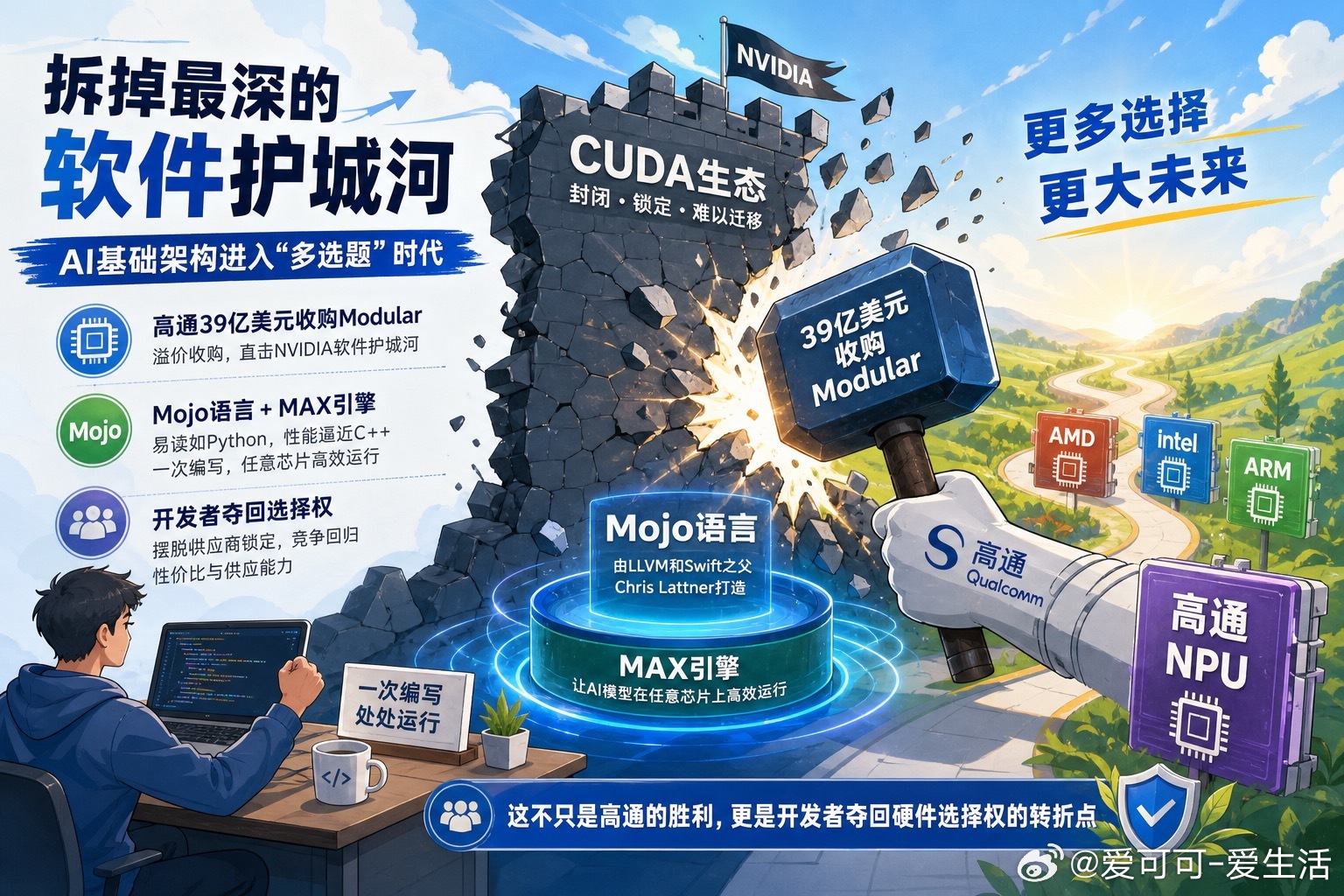 【高通的39亿美金豪赌：AI芯片的“普通话”时代来了】高通最近斥资39亿美元买下