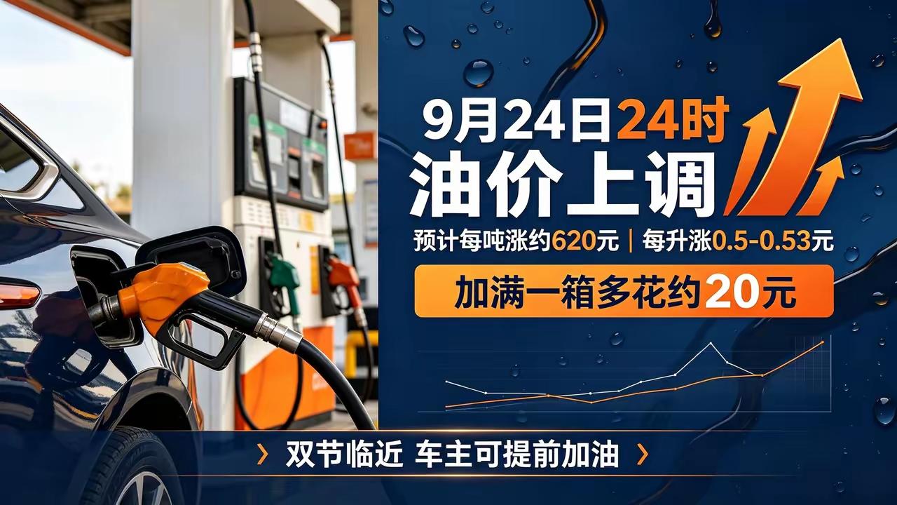 油价又要涨了，这次还涨得不小。9月24日24点，国内新一轮成品油调价窗口就开，机
