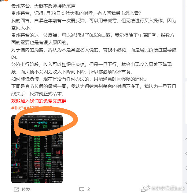 贵州茅台，依然是在下跌的半路上年前我曾经说过，以酿酒为首的消费有一波弱反弹，没有