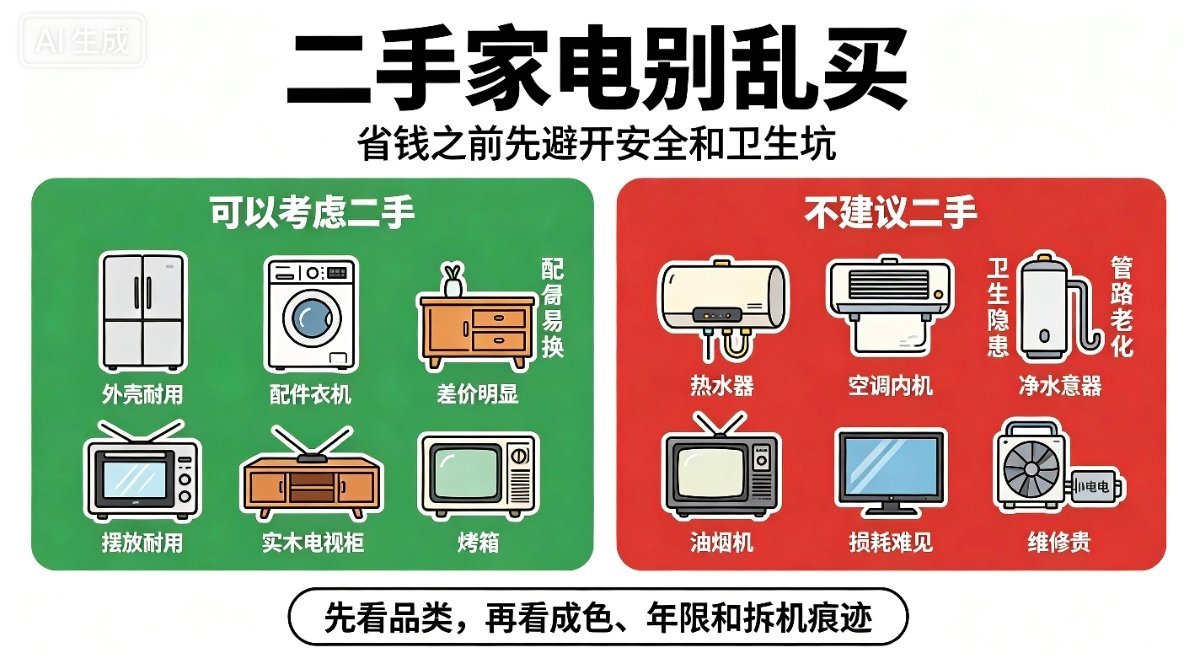 哪些家电适合买二手哪些能淘二手，哪些千万别碰？二手家电省钱但不能乱选！冰箱、洗衣