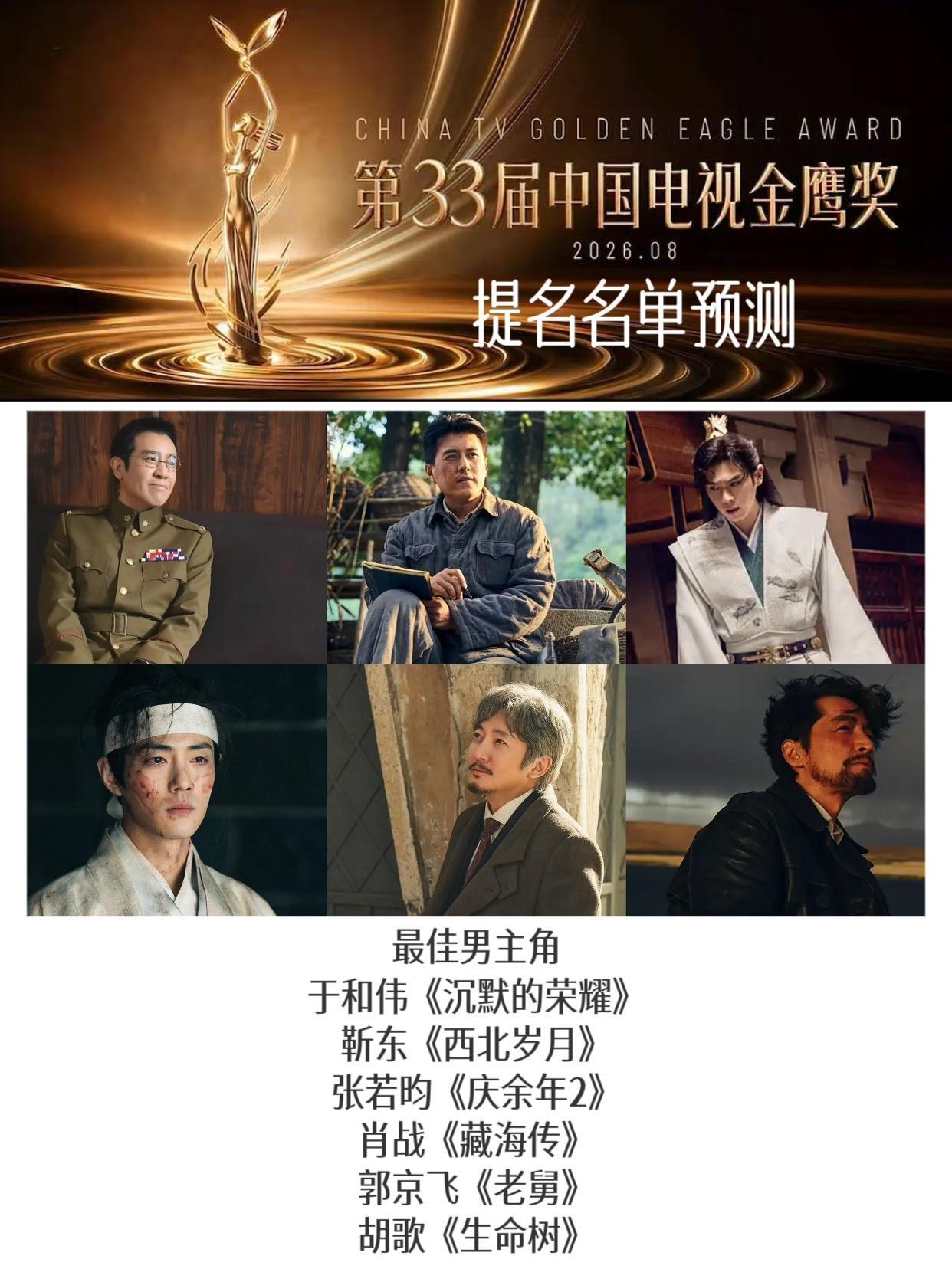 第31届中国电视金鹰奖提名预测名单之最佳男主角于和伟《沉默的荣耀》靳东《XB岁月