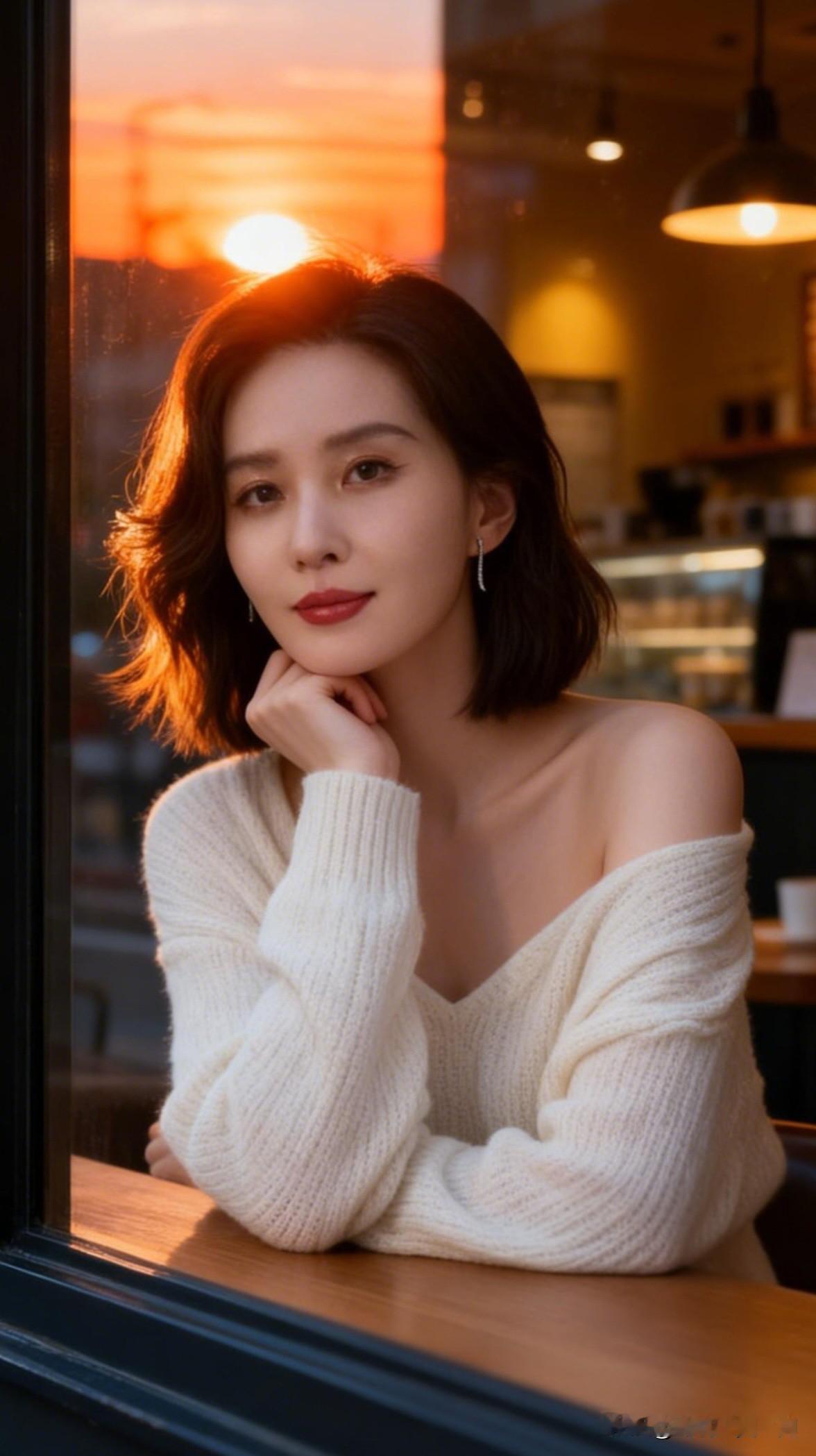 窗前美人倚，日暮暖阳柔。“气质就是迷人”，你认可吗 温暖午后，咖啡馆里的她，阳光