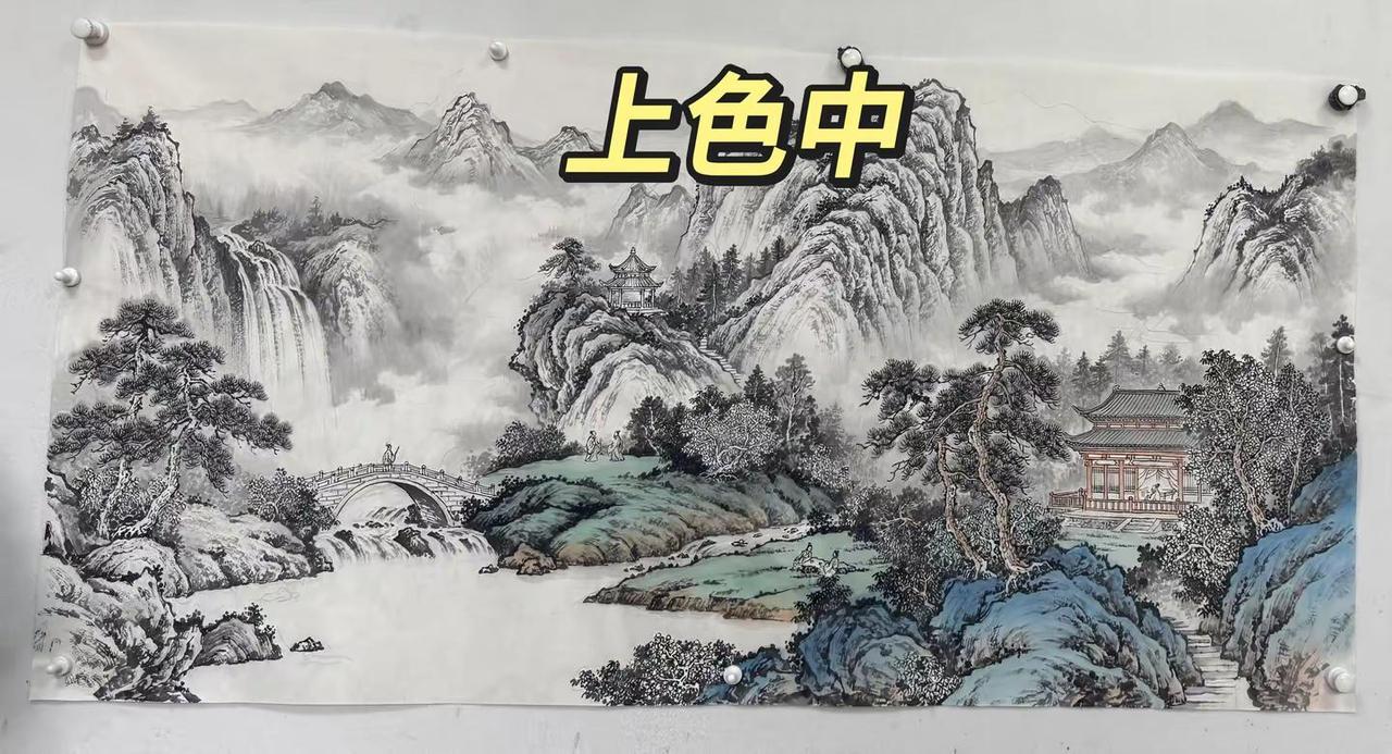 纯手绘山水。四尺山水山水写意 山水画的神韵 学习传统山水画 国画山水有意境
