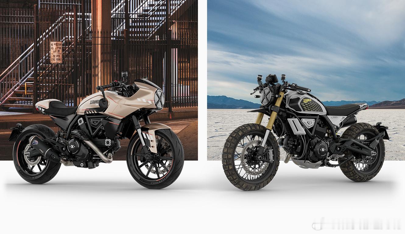 杜卡迪在英国展了两款以Scrambler原型打造的概念车，真的好看啊！想要[馋嘴